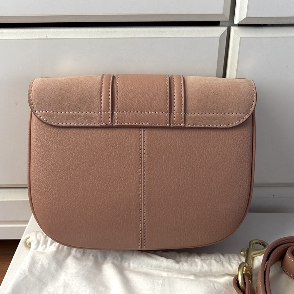 See By Chloe Pink Leather & Suede Crossbody Bag with Gold Ring - Picture 4 of 14